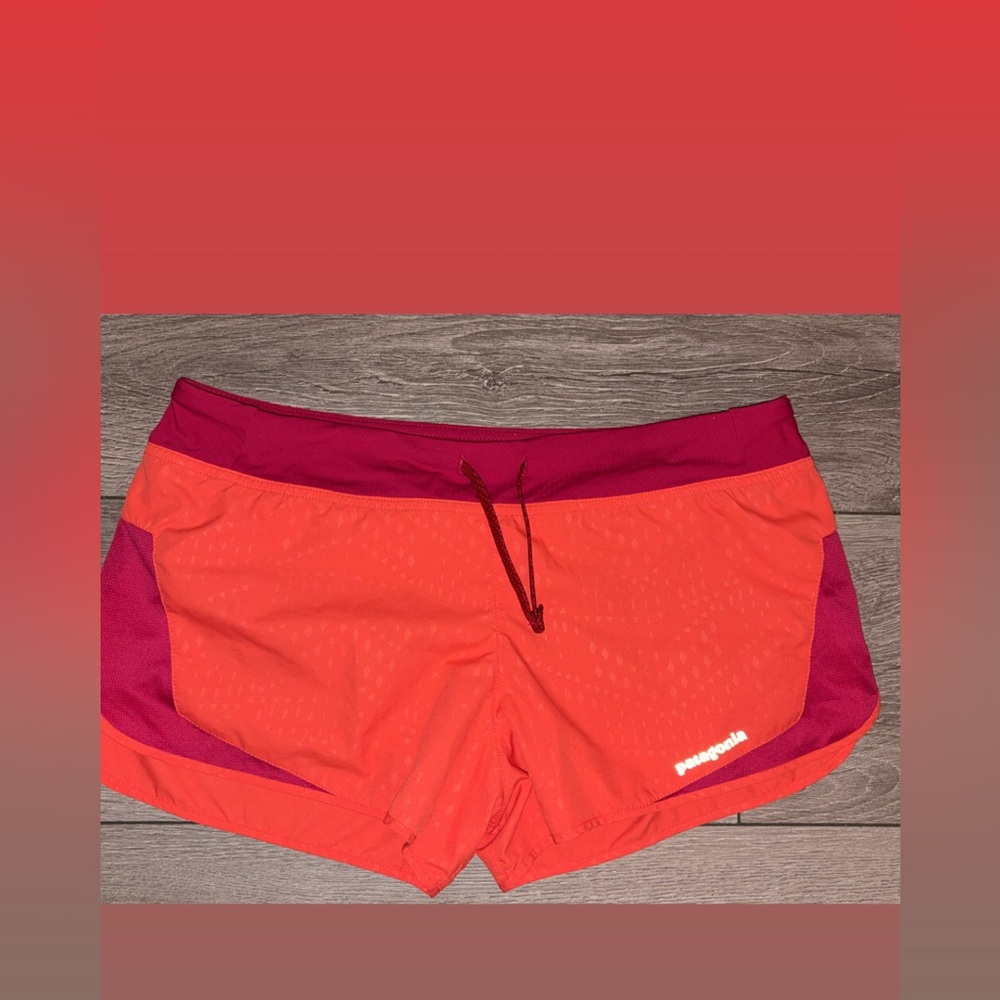 Patagonia Women’s Small Strider Pro Running Shorts Athletic Orange/Magenta EUC